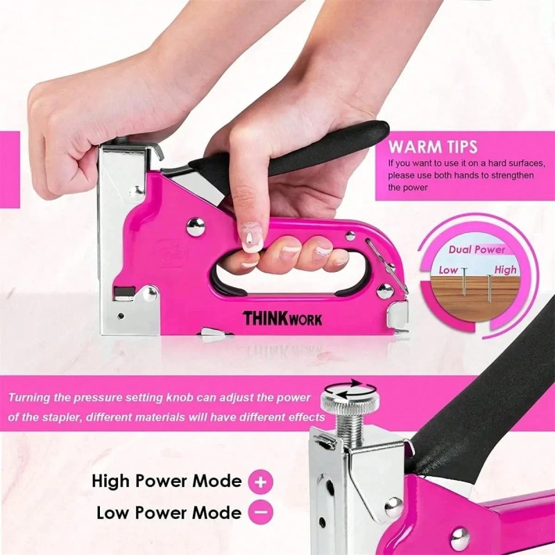 THINKWORK Pink Staple Gun Tool Set 25 Piece Home Tool