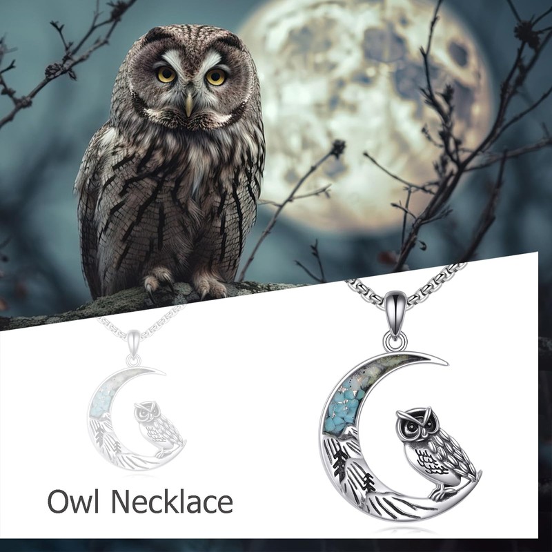 CUPENDA Owl Gifts for Women 925 Sterling Silver Crescent Moon
