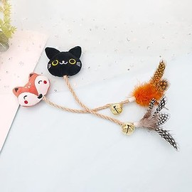 BWESOO Pink Foxes Interactive Toys for Cats, Play Cat Toy Cat Toy Bell Design Anti-Scratch Linen Rope Cat Catnip Plush Toy for Indoor Cat and Kitten Exercise - Foxes Catnip Toys