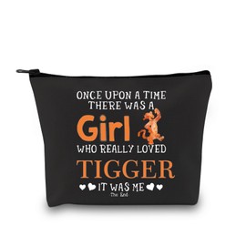 Animal Kingdom There Was A Girl Who Really Loved Tiger Cartoon Character Gift Bag Makeup Bag for Fans, Really Loved Tiger Black EU, Cosmetic bag with print