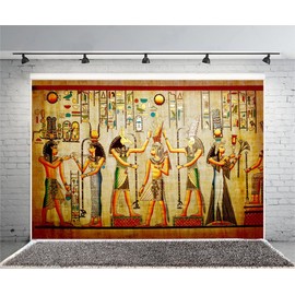 Xiaoterna 2.7 x 1.8 m Ancient Egypt Backdrop Ancient Egyptian Wall Painting Backdrop Egypt Scene Wall Paintings Pharaoh Hieroglyphs Egyptian Papyrus Backdrops Personal Portrait Photo Props