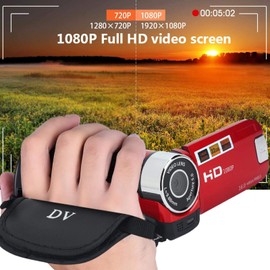 Handheld Video Camcorder 1080P FHD 16x Digital Zoom, Portable DV Digital Camera with COMS Sensor, Built-in Speaker, 270° Rotation Screen, Video Camera (Red)