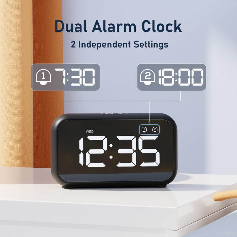 LATEC Alarm Clock, Digital Alarm Clock Bedside with LED Display,