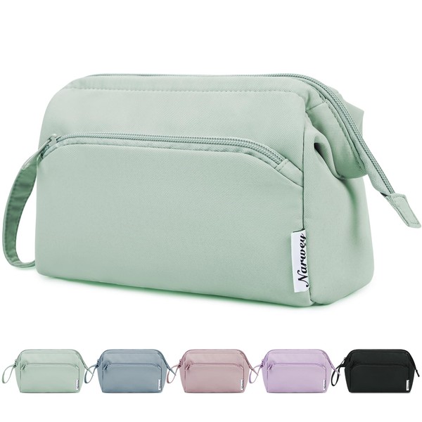 Narwey Large Makeup Bag Wide-Open Zipper Pouch Travel Toiletry Bag Cosmetic Organizer for Women (Mint Green)