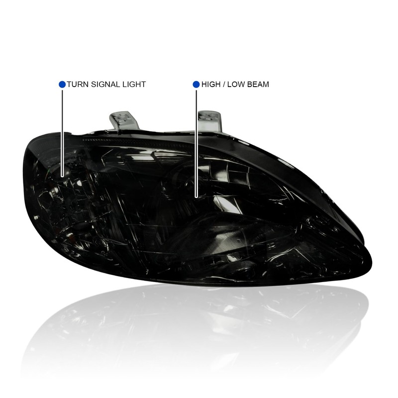 Spec-D Tuning Smoke Lens Headlights Compatible with 1999-2000 Honda Civic