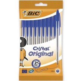 Bic Cristal Original Ballpoint Pens, Smudge-free with Medium Point, Ideal for Office and School, Pack of 8 (Cristal Original Blue Ink (1.0mm))