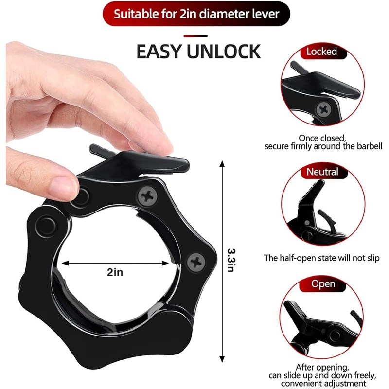 Olympic Barbell Clamps Bar Clips(Professional Grade): Quick Release Barbell Collars