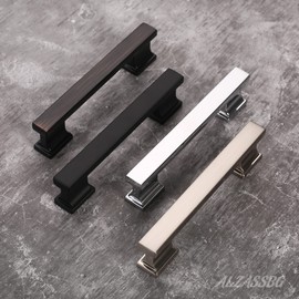 Alzassbg 10 Pack Brushed Satin Nickel Cabinet Pulls, 3-3/4 Inch(96mm) Hole Centers Kitchen Cabinet Handles for Cabinets and Drawers AL3061SN