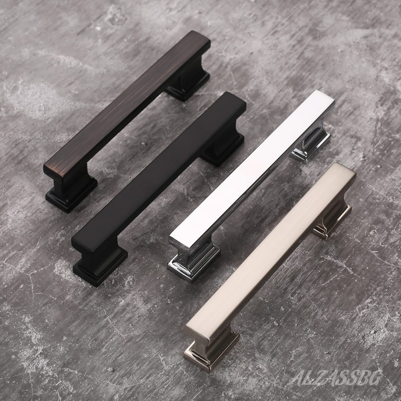 Alzassbg 10 Pack Brushed Satin Nickel Cabinet Pulls, 3-3/4 Inch(96mm)