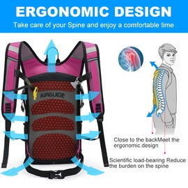 INOXTO Chaleco de hidratación, Mochila Ligera al Aire Libre con Bolsa de Agua de 2 l, Mochila para Senderismo, Correr, Ciclismo, Carrera, maratón para Mujeres, Hombres y niños (Rosa)
