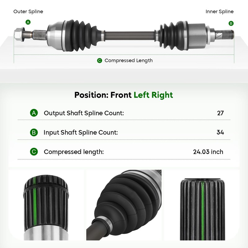 Front Left Driver Side CV Axle Shaft Assembly Fits for