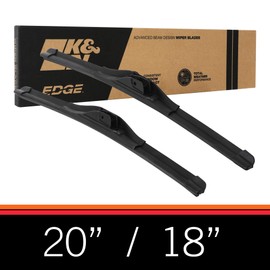 K&N EDGE Wiper Blades: All Weather Performance, Superior Windshield Contact, Streak-Free Wipe Technology: 20" + 18" (Pack of 2)