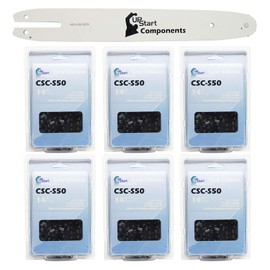 14-Inch Chainsaw Bar and 6 Chain Combo Replacement for Stihl Ms 250, Stihl Ms 230, Stihl 025, Stihl Ms 251, Stihl 017, Stihl 009-3/8" Pitch, 050" Gauge, 50 Links, 7 Sprocket Nose Tooth