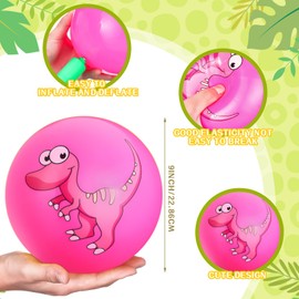 Sratte 15 Pcs 9 Inch Balls for Toddlers 1-3 Cute Dinosaur Inflatable Bouncy Beach Balls for Kids with Pump for Indoor Outdoor Beach Playground Backyard Pool Games