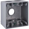 2-Gang Weatherproof Deep Box, Five 1 in. Threaded Outlets, Gray
