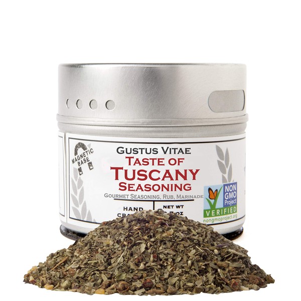 Gustus Vitae - Taste of Tuscany - Gourmet Seasoning - Non GMO - Artisan Spice Blend - Magnetic Tin - Gourmet Spice Blend - Crafted in Small Batches - Hand Packed