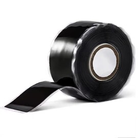 FOURGUN Self Fusing Silicone Tape Black 1" x 16.4FT Heavy Duty Waterproof Leak Proof Repair Tape for Plumbing Hose Pipeline Electrical Wrapping Emergency Seal for Hot/Cold Pipes & Tools