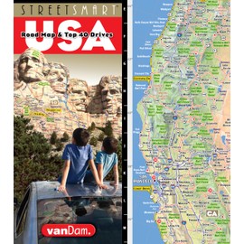 StreetSmart® USA Interstate Road Map by VanDam ― Eco plastic coated, planning & travel map of the USA w/all federal, state hwys, attractions & Top 40 Drives (English and Spanish Edition)
