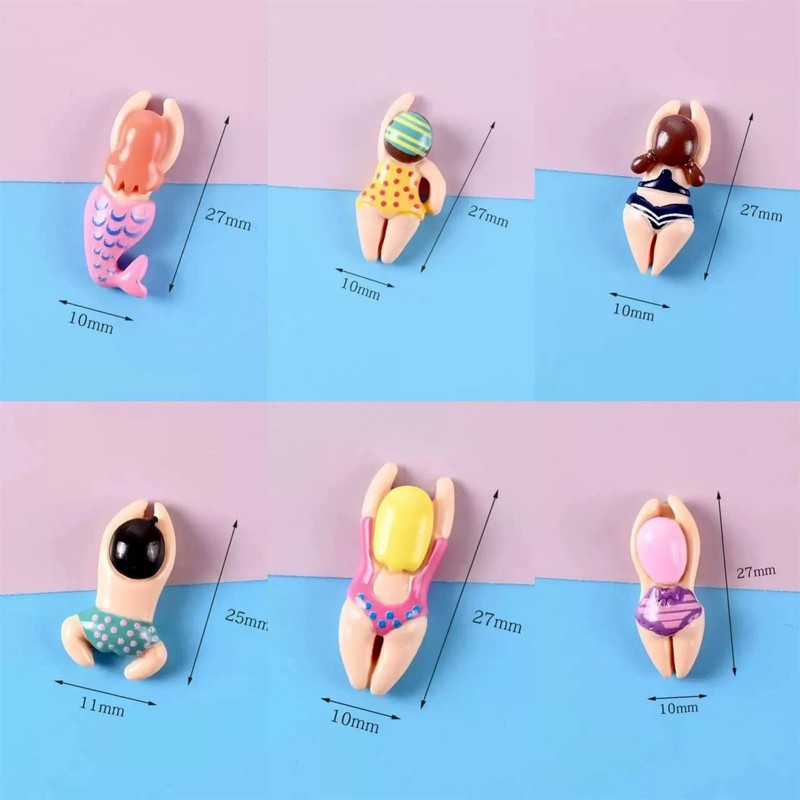 6 Pieces Creative Fridge Magnet with Floating Character, Cute Beach