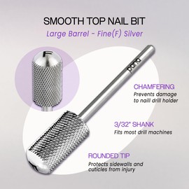 USA Pana 3/32" Safety Nail Carbide - Smooth Round Top Large Barrel Head for Electric Dremel Drill Machine - Grit Size: (4XC, 3XC, 2XC, XC, C, M, F, XF) (Fine (F) SILVER)