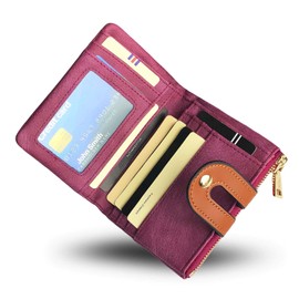 YOTOO TOPKULL Womens Wallets Bifold Leather Small Wallets for Women Mini Rfid Thin Billfolds Ladies Wallets Slim Compact with Zipper Coin Pocket (purple)