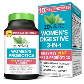 Zenwise Health 3-in-1 Womens Probiotic Supplement for Digestive, Gut Flora & Vaginal Health - Daily Probiotics & Prebiotics for Women with Digestive E