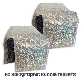50pcs 5"x5" Holographic Bubble Mailers Mail Bags 5 x 5 Shipping Bag 5x5 Self Seal Padded Envelopes Pouches