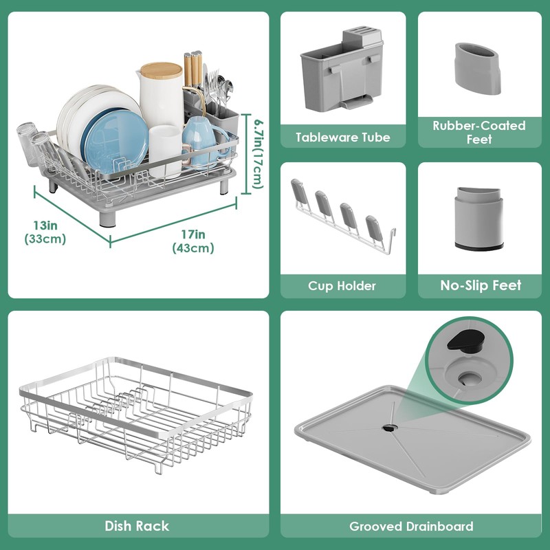 MOUKABAL Dish Drying Rack - Stainless Steel Dish Rack, Dish