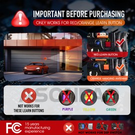 971LM 950CB Security+ 390MHZ Remote only for a Red &Orange Learn Button of Liftmaster/Chamberlain/Craftsman Garage Door Openers(3Pack) 3-Years-Warranty