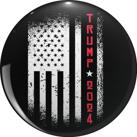 Trump 2024 - American Flag - USA Patriotic Gift - Republican Apparel - Torn Vintage Grunge Lapel Bin Brooch Badge Pin 0.75"