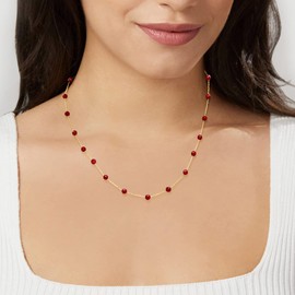 Canaria 14.00 ct. t.w. Ruby Bead Station Necklace in 10kt Yellow Gold. 18 inches