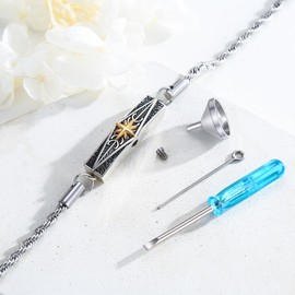 COZBUTY Urn Bracelet for Men,925 Sterling Silver Cremation Memorial Urn Bracelet for Ashes Cremation Jewelry Eight Awn Star Bangle Bracelet for Men