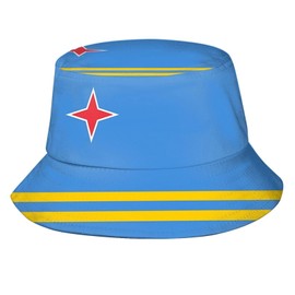 Cute Aruba Flag Bucket Hats Reversible Fisherman Cap Packable Sun Hat for Women Men