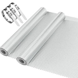 2 piezas de 13" x 40" protectores de calor de escape en relieve para automóviles, envoltura de calor de escape de aluminio con 30 bridas metálicas tipo cremallera para cables, protector de barrera de