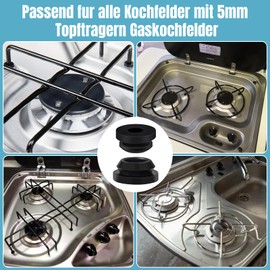 QINGHEC Pack of 20 Pot Support Rubbers Gas Stove Motorhome Rubber Feet Rust Rubber Feet Gas Stove with Box, Rubber Stoppers Gas Stove Motorhome Rubber Grommet Compatible with 5 mm Rods from Dometic,