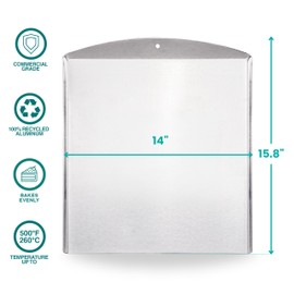 Baker's Secret Commercial Grade Natural Pure Aluminum 2pcs Cookie Sheet Flat 16", 100% Recycled, Baking Tray For Oven, Chemical Free No PFOA, PFOS, and PTFE - The Natural Aluminum Collection