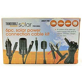 Thunderbolt Magnum 6 Piece Solar Panel Power Connection Cable Kit Including Battery Clamps, LED Charge Indicator, 12 Volt Adapters, Chargers & Connectors