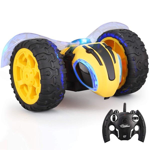 Mostop RC Stunt Car Remote Control Car for Kids, 1/14 2.4Ghz Rechargeable Off Road Bumble Tumble Bee Truck Rock Crawler Vehicle Toy with Music and Light