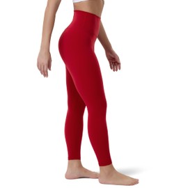 YUNOGA Women's Ultra Soft High Waisted Seamless Leggings Tummy Control Yoga Pants (XS, Rose Red)