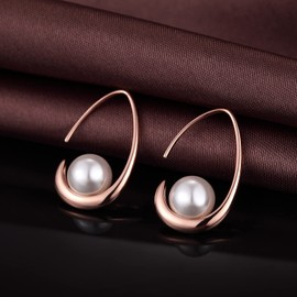 Pearl Dangle Earrings Silver Pearl Drop Earrings for Women Sterling Silver Pearl Dangling Earring Rose Gold Pearl Earring Jewelry