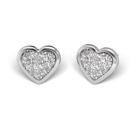 Sensitive by Studex, glitter heart stud earrings, 6 mm, surgical steel, 5 variants, Surgical steel