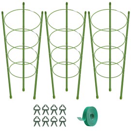 KLS 3 Pack Tomato Cage for Pots Tomato Plant Support, 48 Inches Tomato Cages for Garden Cucumber Trellis for Raised Bed, Pepper Cage Tomato Trellis Kit with Plant Tie Tomato Clips (48")
