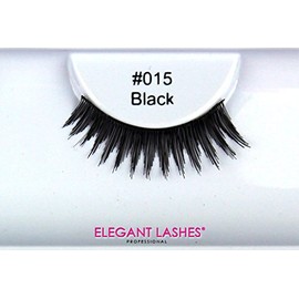 Elegant Lashes #015 Black - Professional 100% Natural Human Hair False Eyelashes (1 Pair)