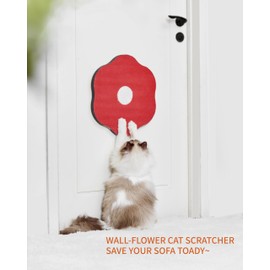 HiKiwee Cat Scratching Pads, 3-Pack Flower Design, Wall Mount Decor, Modern Minimalist Style, Sunny Egg & Red Flower & Green Flower，Cat Scratching Boards，Kitty Toys