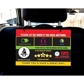 Rideshare Rating Tips Accessories Driver Signs Display Card (Pack of 2) – All You Need for Your Business