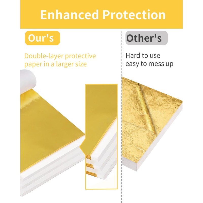 Luckymica Gold Leaf Sheets, 100 Sheets Gold Foil, 14 x