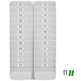 Japard Badge Rack Wall Mount, Card Holder to Keep Swipe Cards, Room Cars VIP Cards, ID Card Rack with Number Lightweight Durable Plastic, Gray (24 Slots)