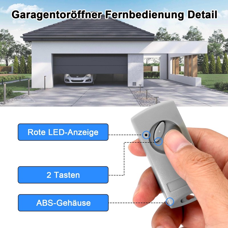 433.92 MHz Garage Door Handheld Transmitter, Replacement for ECOSTAR RSE2