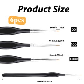 ZEYIYER 6PCS Detail Paint Brushes, Professional Fine Tip Paint Thin Miniature Brush, Small Artist Micro Paint Brushes for Acrylic Watercolor Oil Numbers Painting Models Detailing