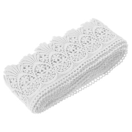 MECCANIXITY Cotton Lace Trim Vintage Crochet 3inch x 4.8yard Bleach Stretch Lace Edge Ribbon for DIY Scrapbooking Clothes Curtain Tablecloth Slipcover Fabric Wedding Decoration Gift Wrap